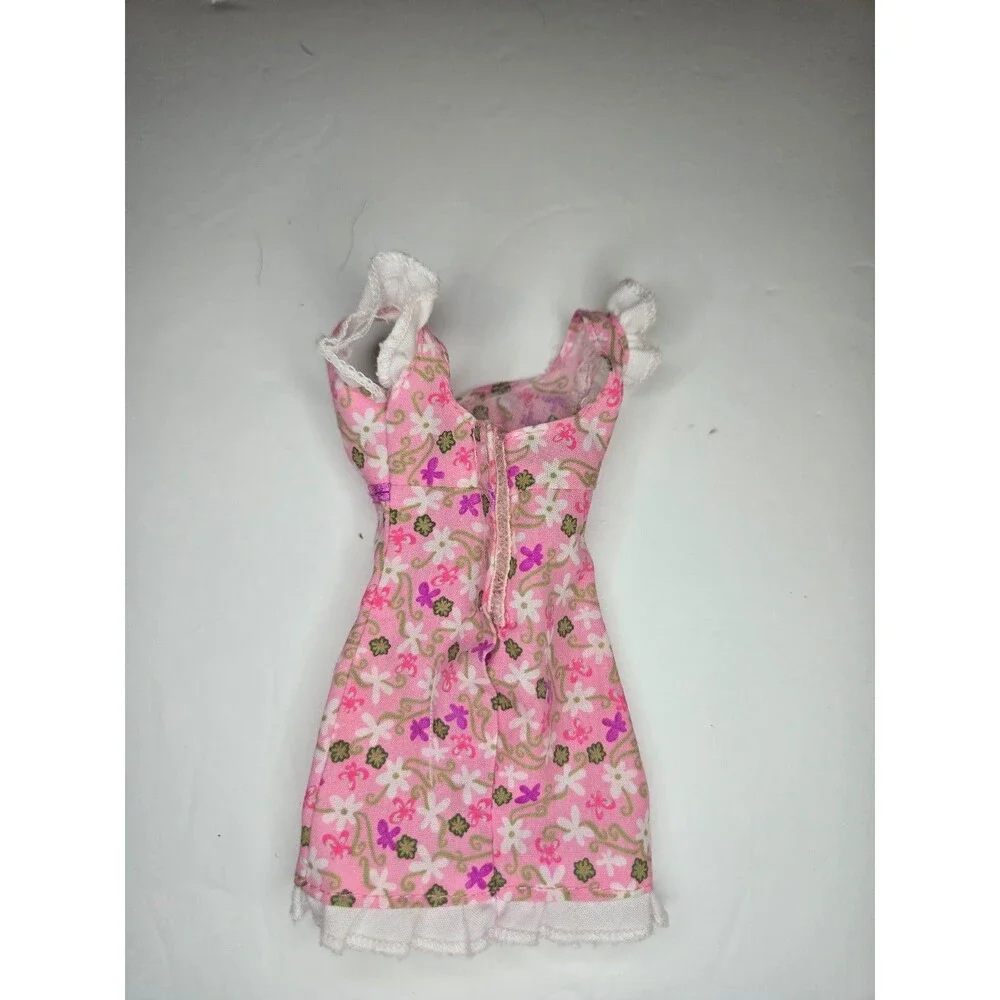 Barbie Doll Fit Flare Dress Vintage 90s Pink Floral Print Cloth Dress Pink Tag